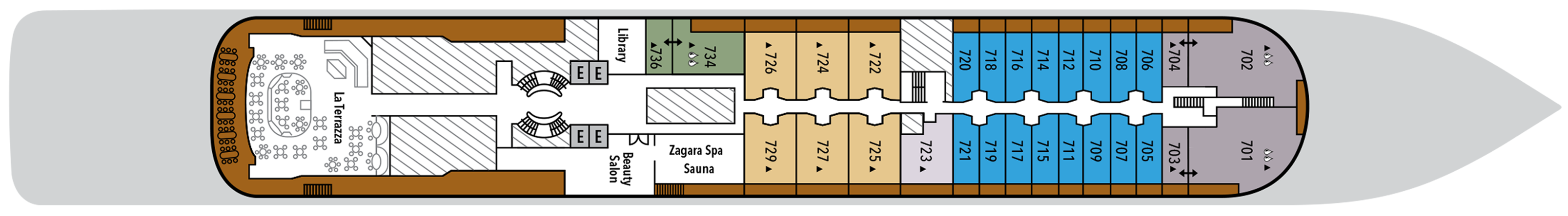 Deck 7 plan on Silver Cloud