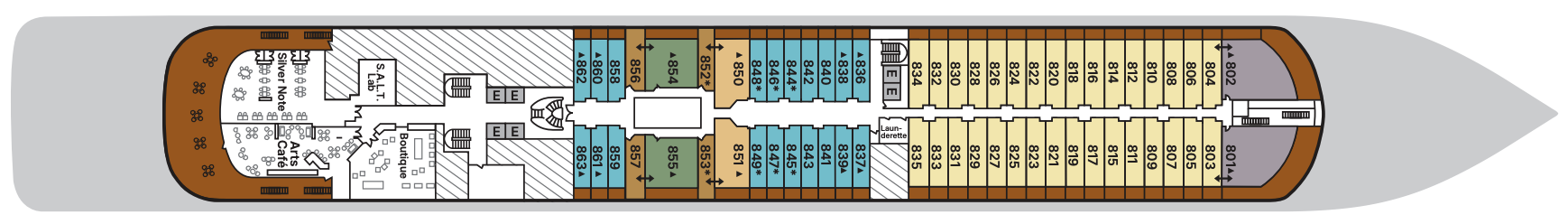 Deck 8 plan on Silver Spirit
