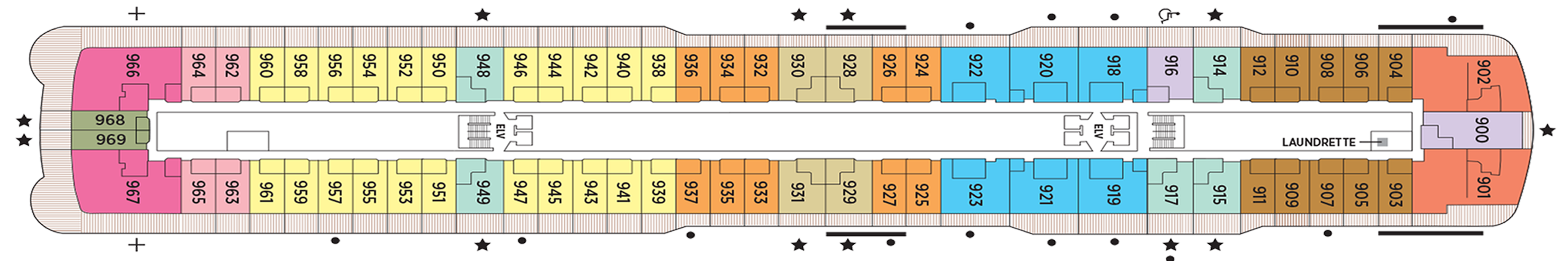 Deck 9 plan on Seven Seas Explorer