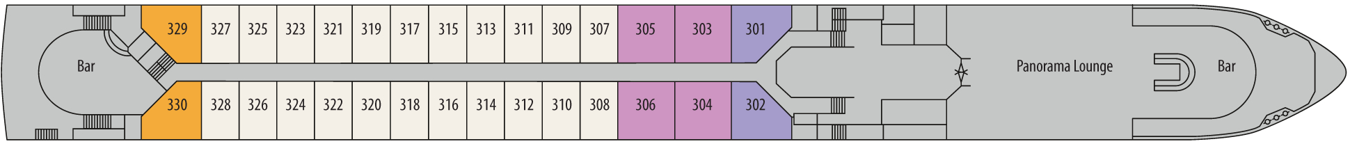 Diamond Deck (Upper Deck) plan on MS Lord Byron
