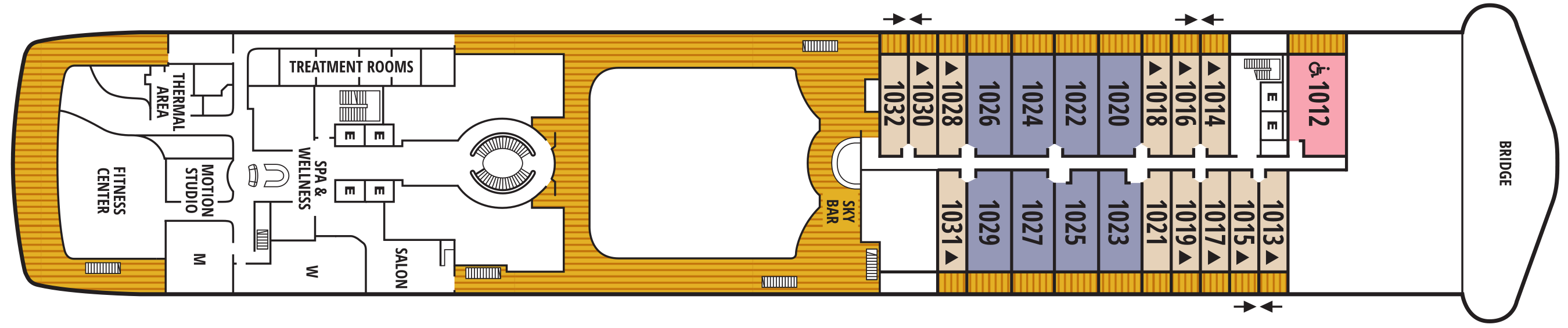 Deck 10 plan on Seabourn Encore