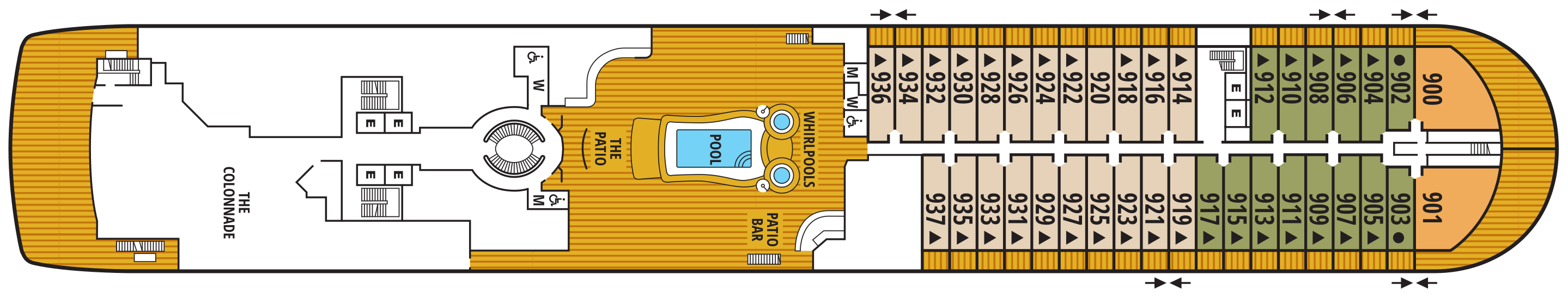 Deck 9 plan on Seabourn Encore