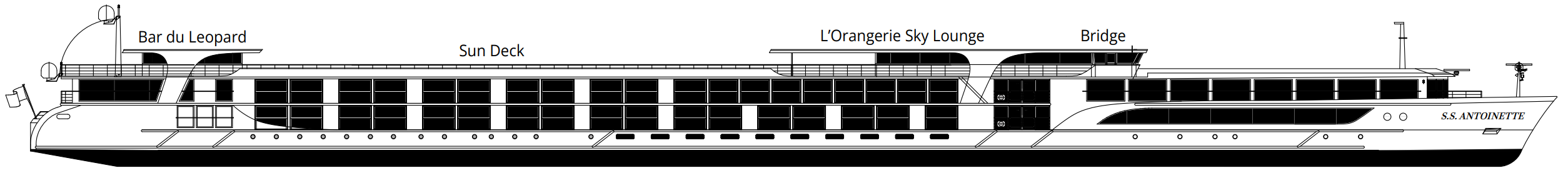 Sun Deck plan on S.S. Antoinette