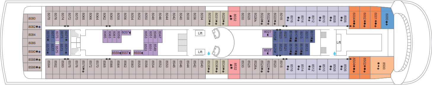 Deck 8 plan on Marella Discovery