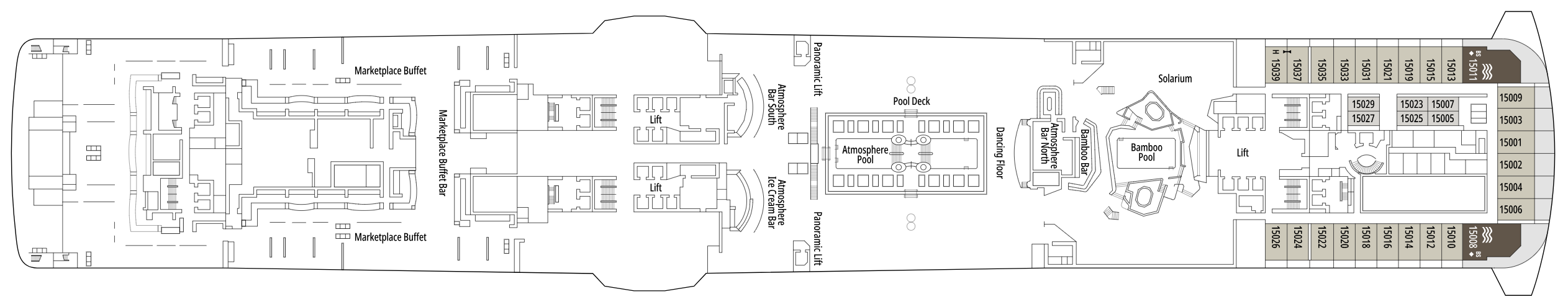 Deck 15 plan on MSC Meraviglia