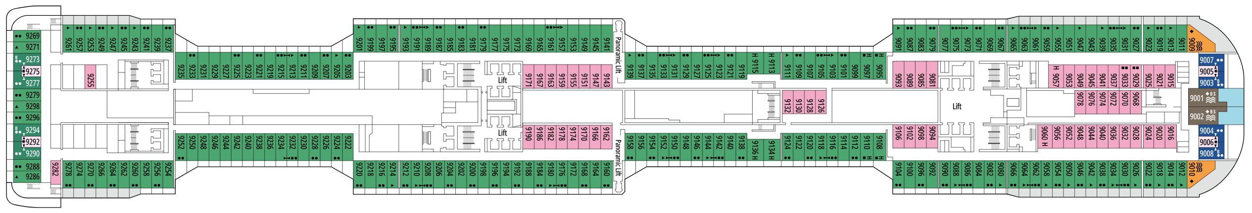 Deck 9 plan on MSC Meraviglia