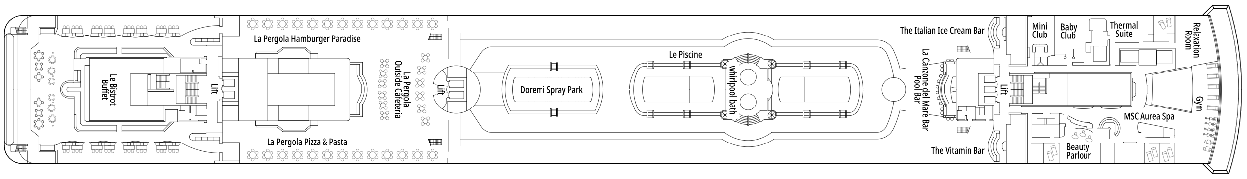 Deck 11 plan on MSC Lirica