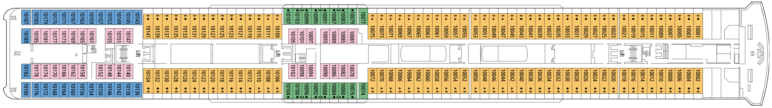Deck 10 plan on MSC Lirica