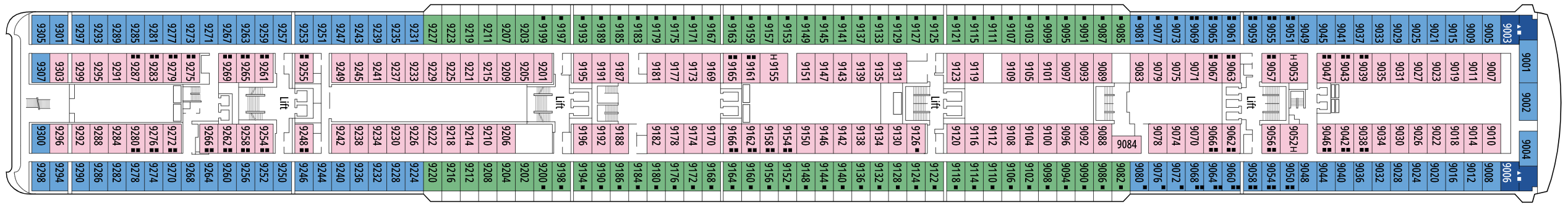 Deck 9 plan on MSC Lirica