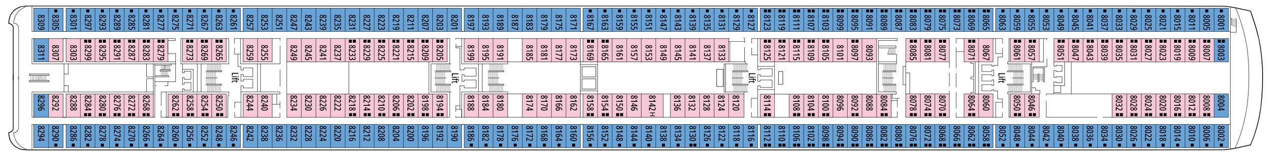 Deck 8 plan on MSC Lirica