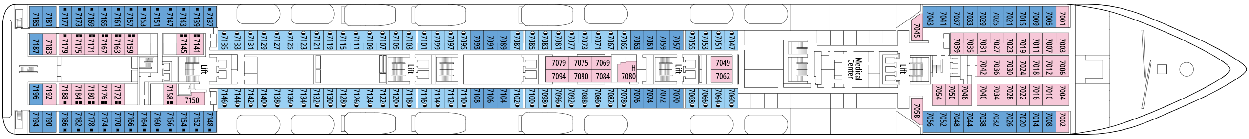 Deck 7 plan on MSC Lirica