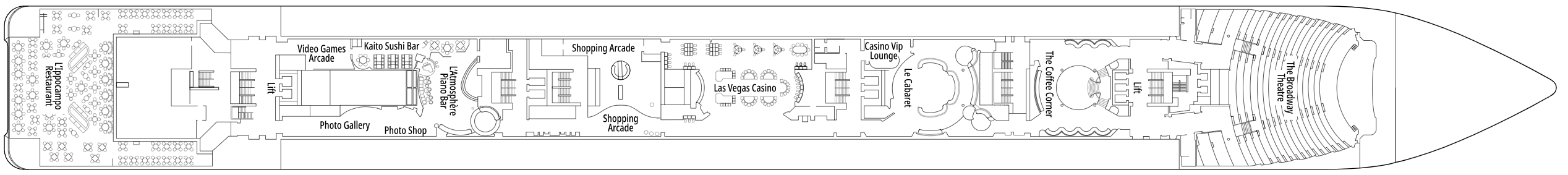 Deck 6 plan on MSC Lirica
