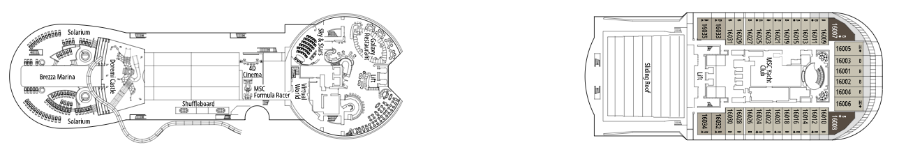Deck 16 plan on MSC Preziosa