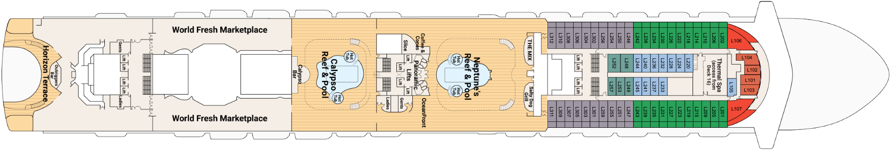 Deck 15 plan on Emerald Princess