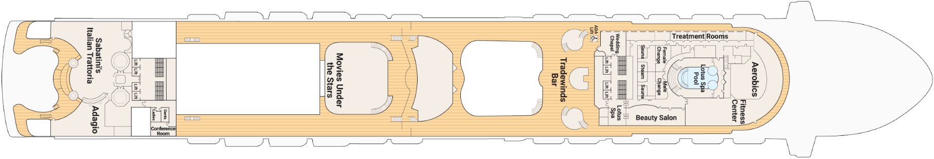 Deck 16 plan on Crown Princess