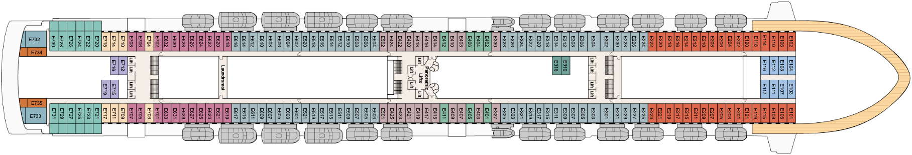 Deck 8 plan on Crown Princess