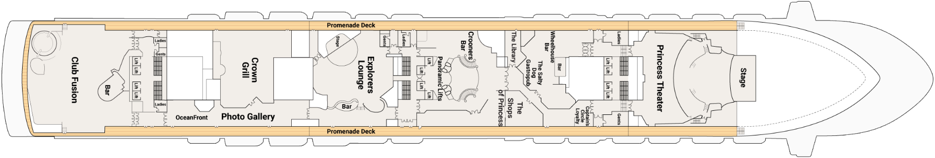 Deck 7 plan on Crown Princess