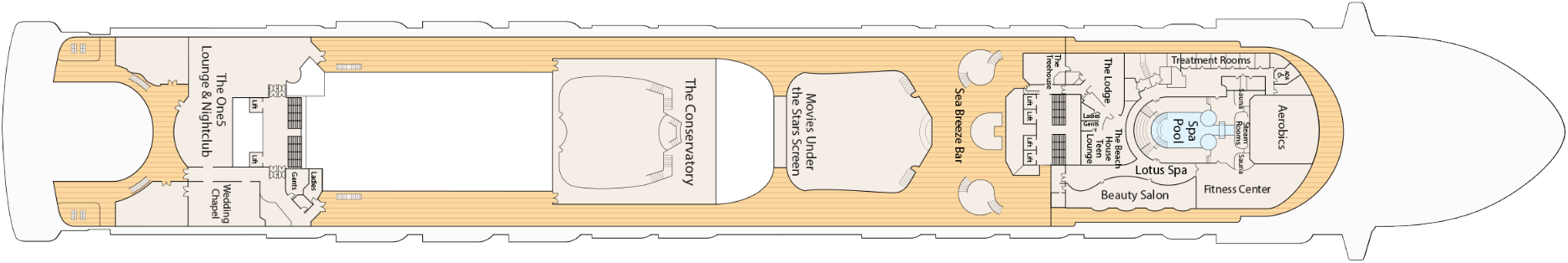 Deck 15 plan on Grand Princess