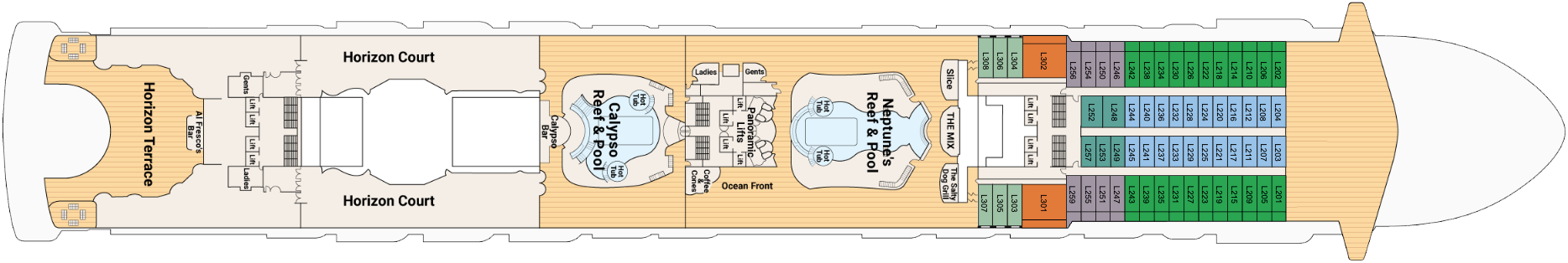 Deck 14 plan on Grand Princess