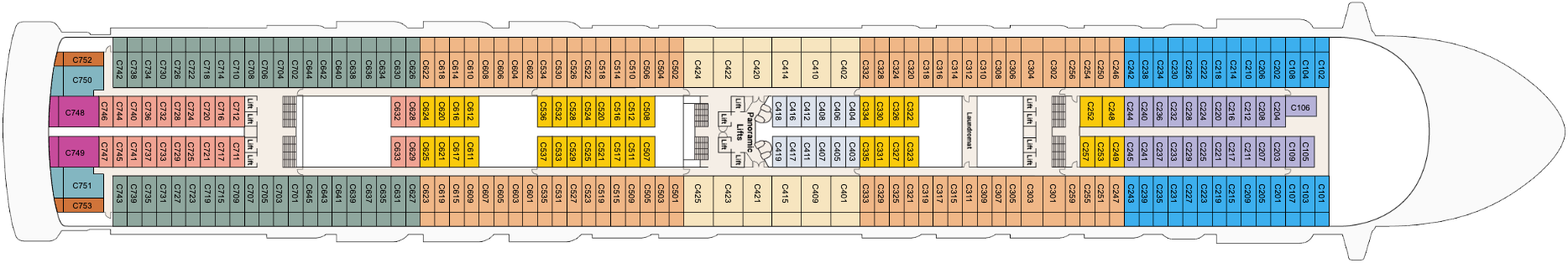 Deck 10 plan on Grand Princess