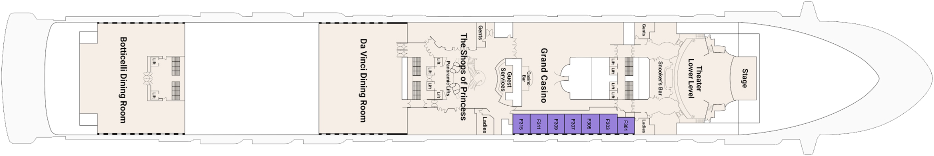 Deck 6 plan on Grand Princess