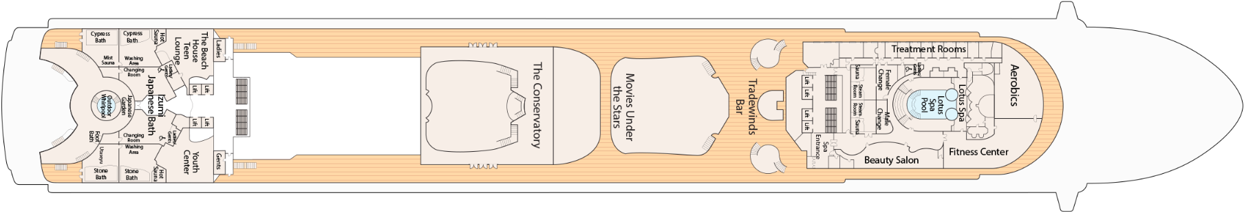 Deck 15 plan on Diamond Princess