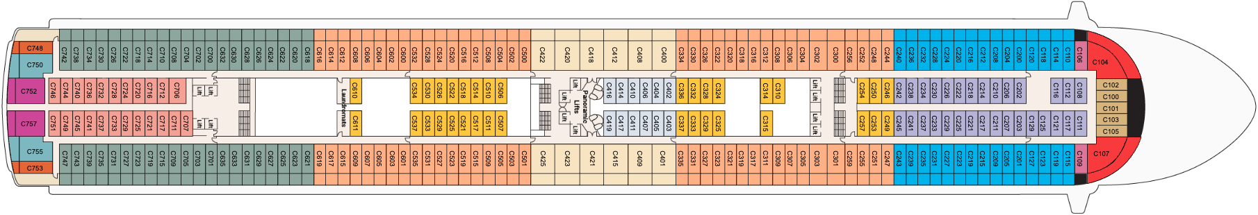 Deck 10 plan on Diamond Princess