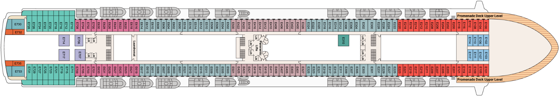 Deck 8 plan on Diamond Princess