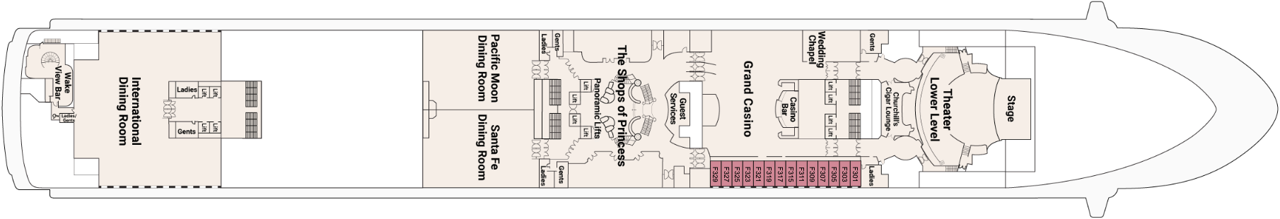 Deck 6 plan on Diamond Princess