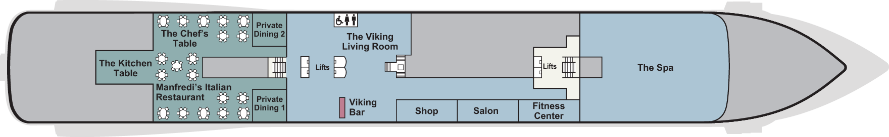 Deck 1 plan on Viking Sea