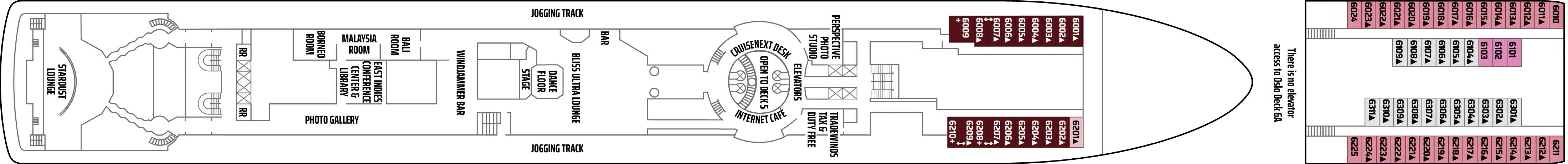 Promenade / Oslo Deck 6 plan on Norwegian Sun
