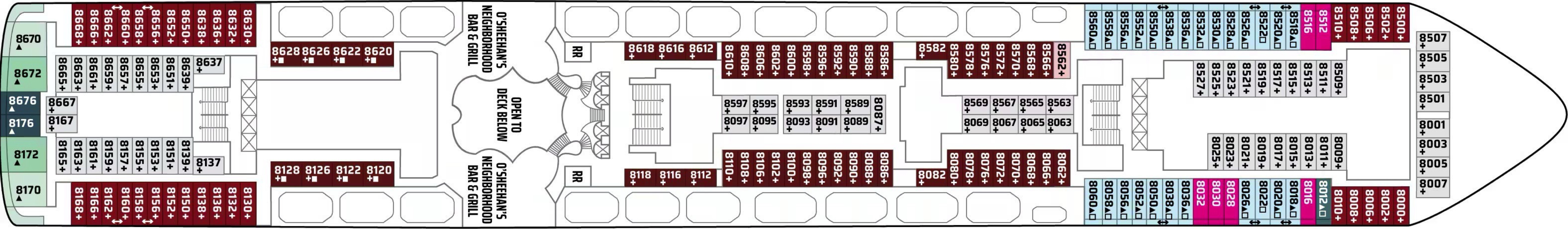 Deck 8 plan on Norwegian Star