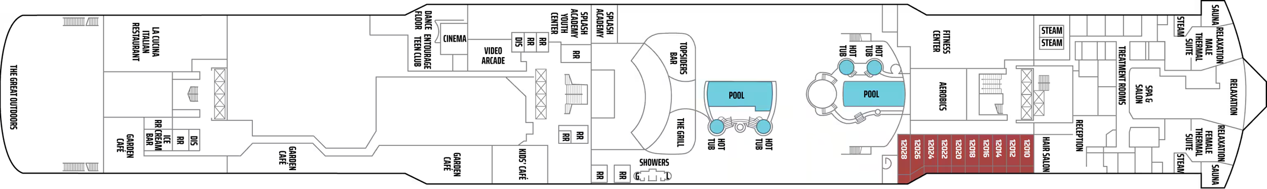 Deck 12 plan on Norwegian Pearl