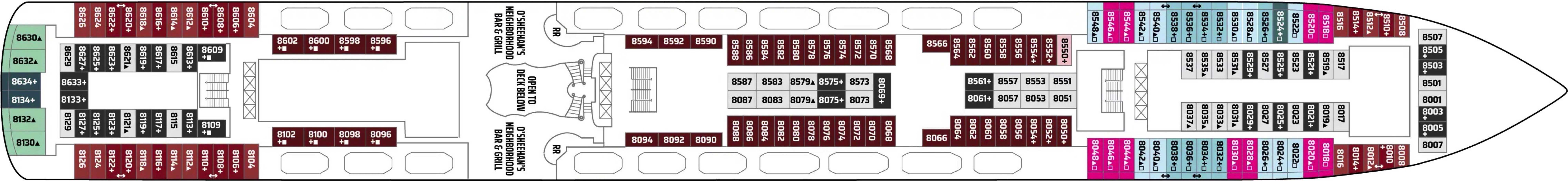 Deck 8 plan on Norwegian Pearl
