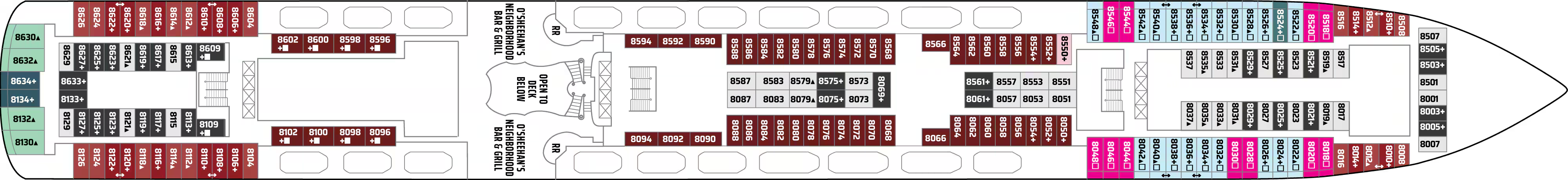 Deck 8 plan on Norwegian Gem