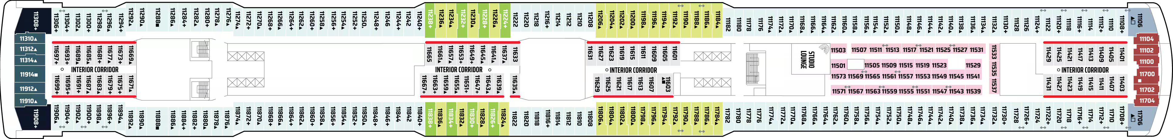 Deck 11 plan on Norwegian Getaway