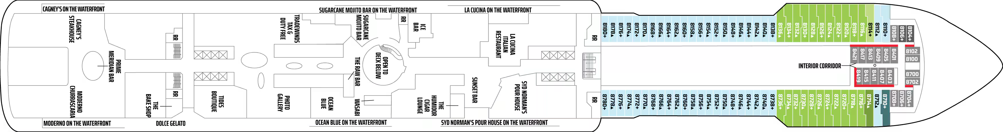 Deck 8 plan on Norwegian Getaway