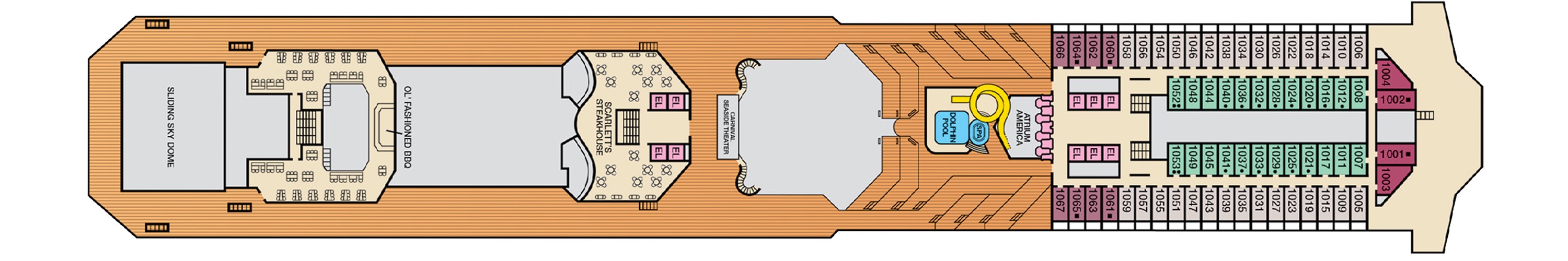 Deck 10 plan on Carnival Valor