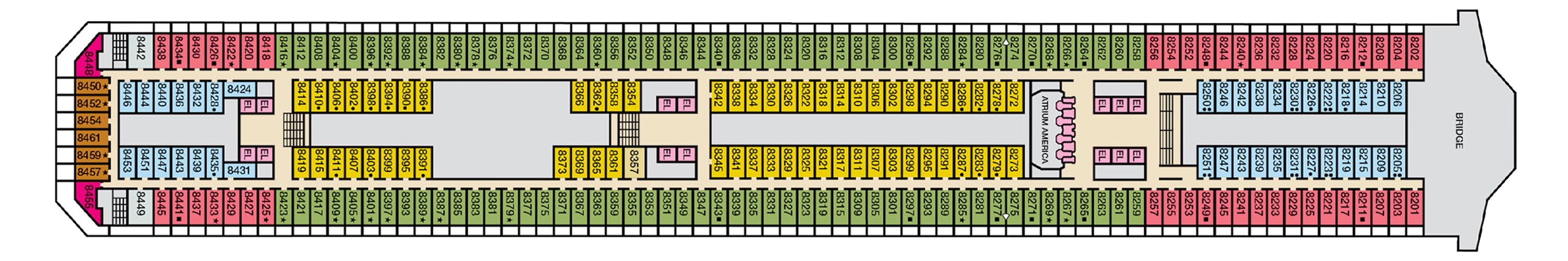Deck 8 plan on Carnival Valor