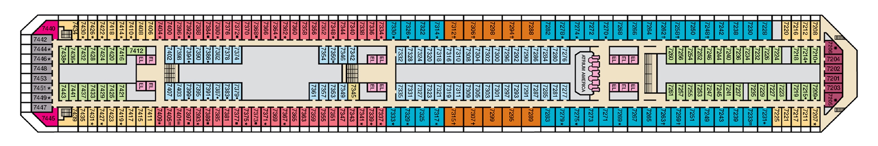 Deck 7 plan on Carnival Valor