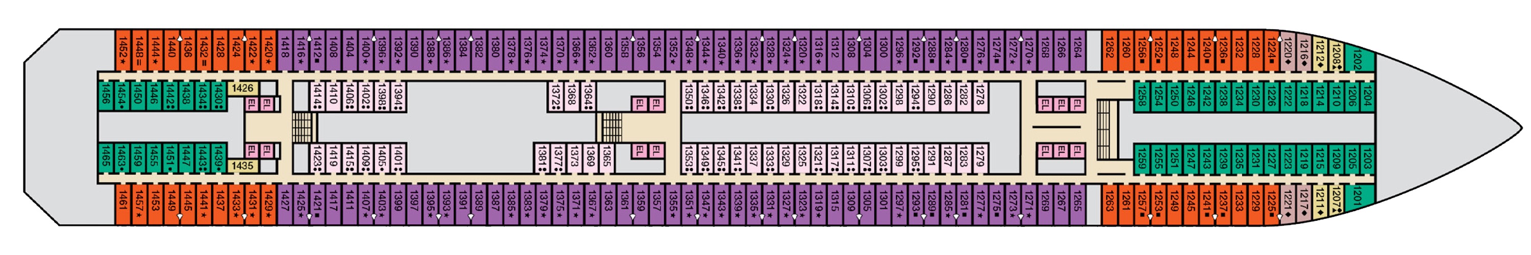 Deck 1 plan on Carnival Valor