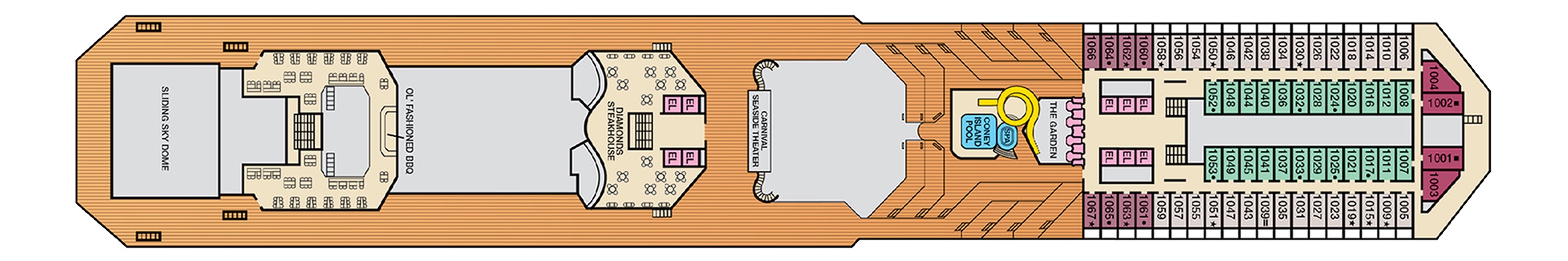 Deck 10 plan on Carnival Liberty