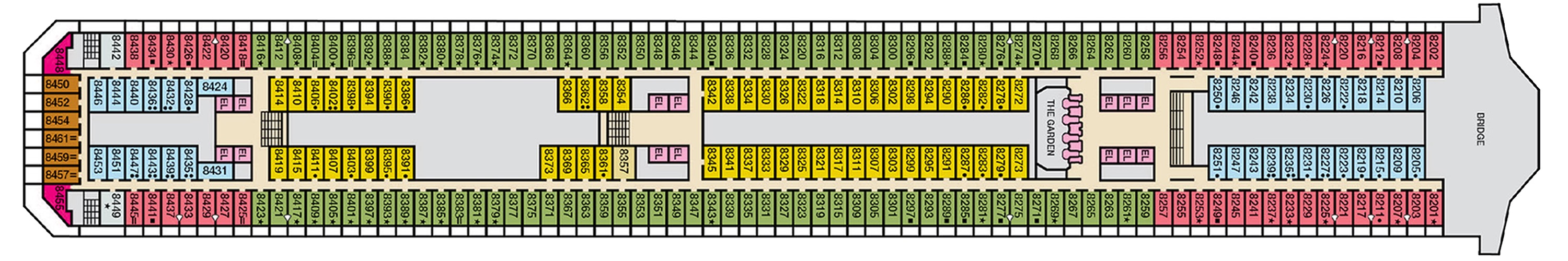 Deck 8 plan on Carnival Liberty