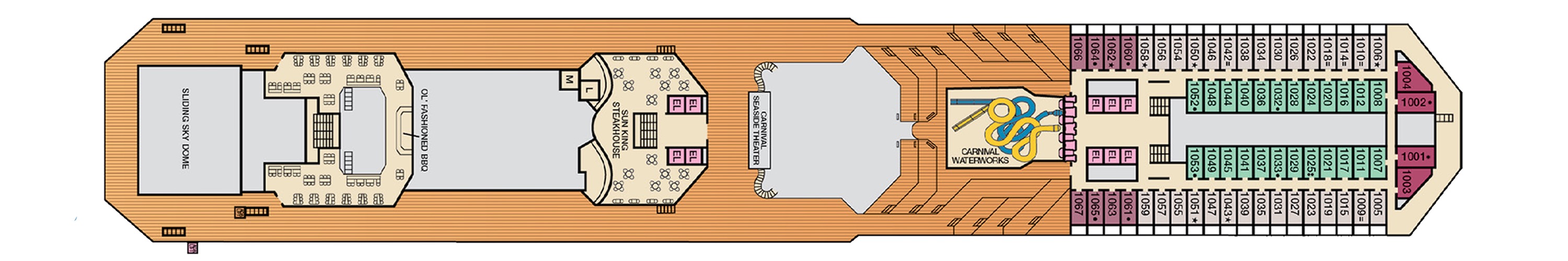 Deck 10 plan on Carnival Freedom
