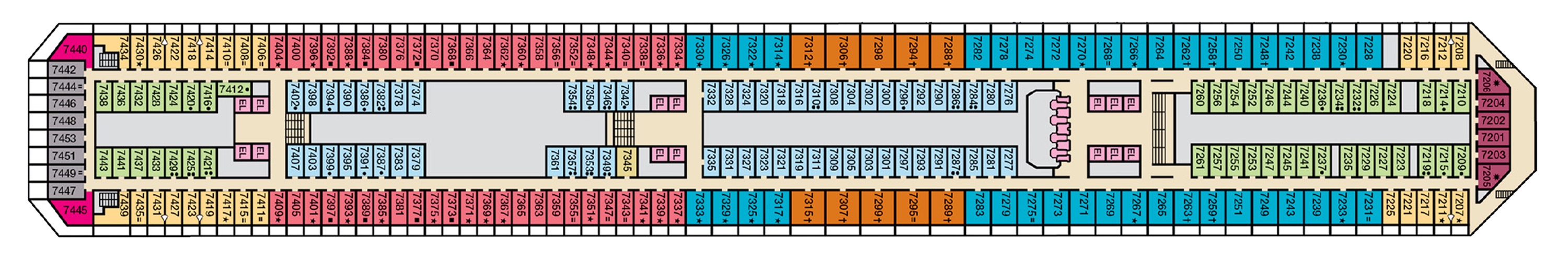 Deck 7 plan on Carnival Freedom