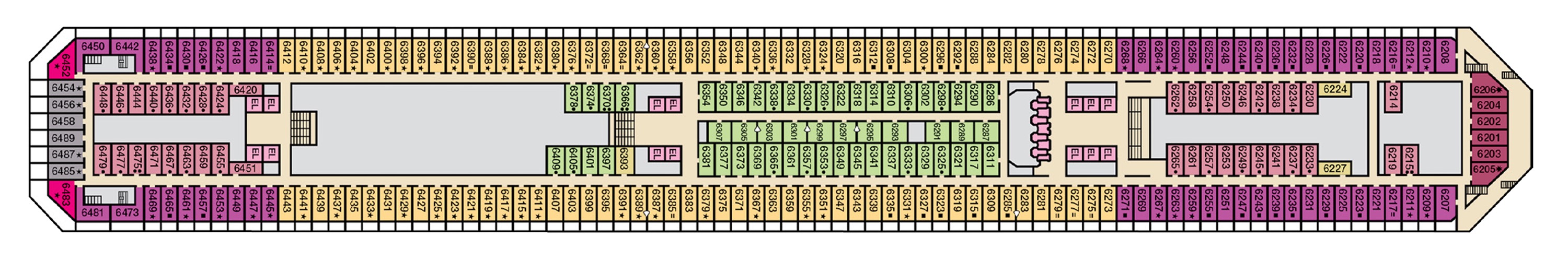 Deck 6 plan on Carnival Freedom