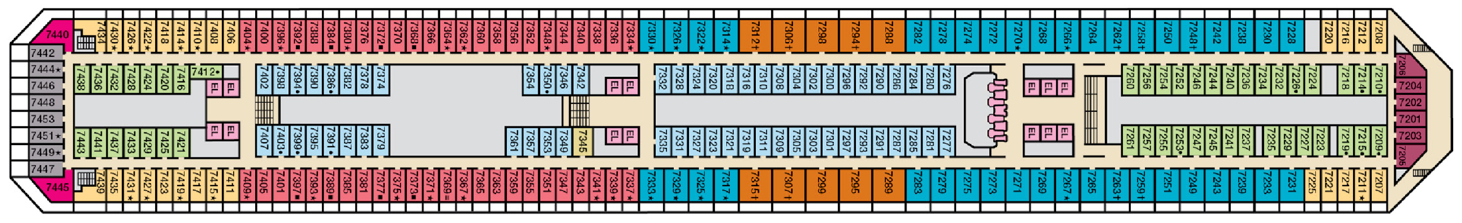 Deck 7 plan on Carnival Conquest