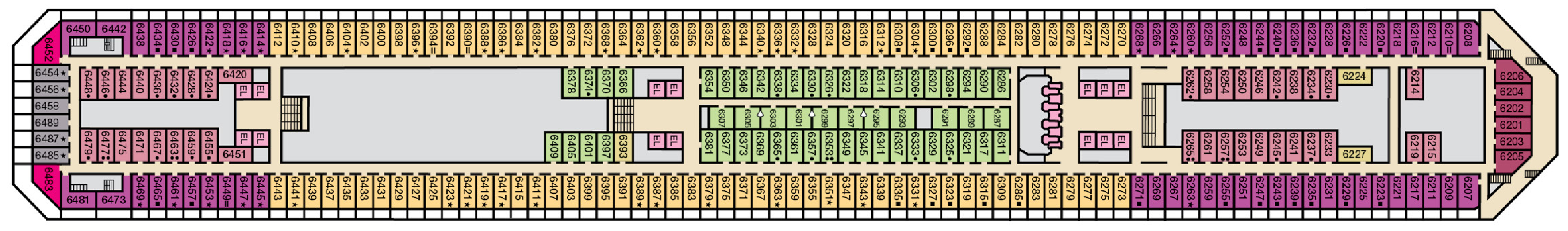 Deck 6 plan on Carnival Conquest