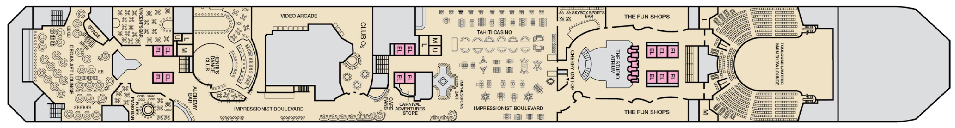 Deck 5 plan on Carnival Conquest