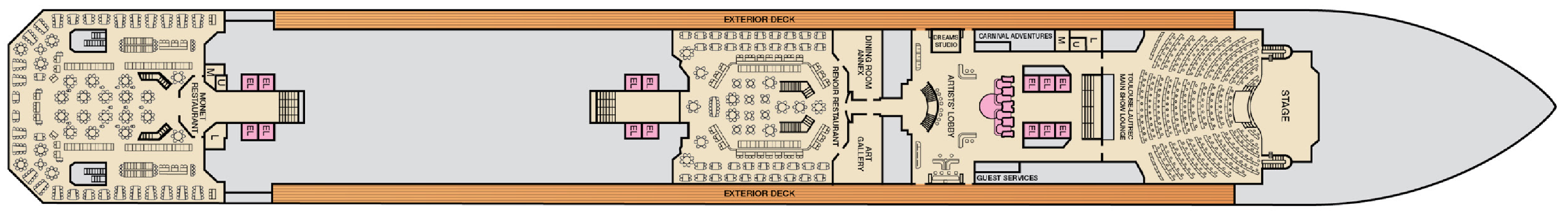 Deck 3 plan on Carnival Conquest